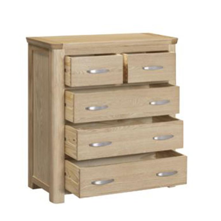 Treviso Curved Oak Chest - 2+3 Drawer