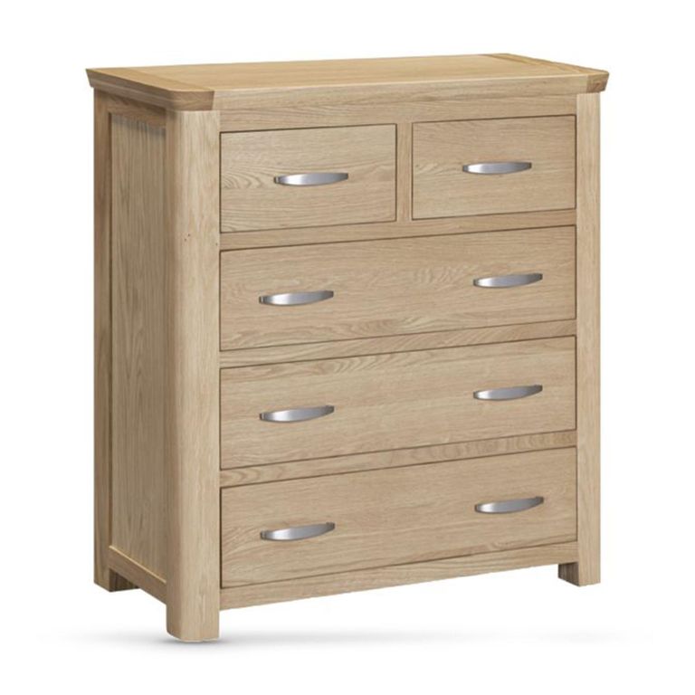 Treviso Curved Oak Chest - 2+3 Drawer