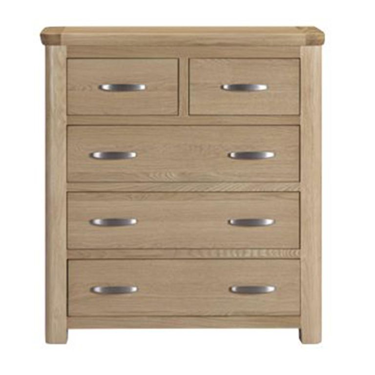 Treviso Curved Oak Chest - 2+3 Drawer