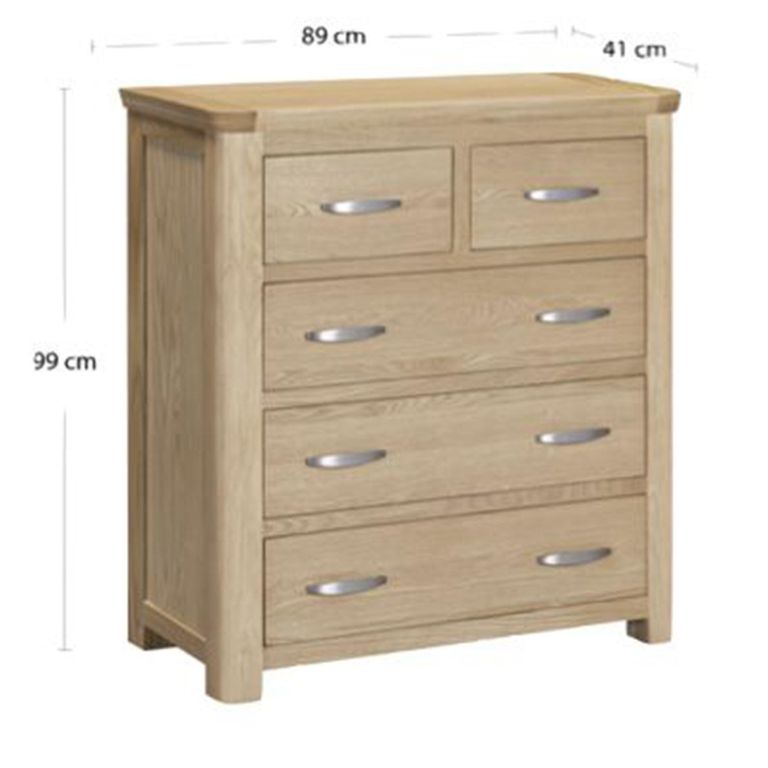 Treviso Curved Oak Chest - 2+3 Drawer
