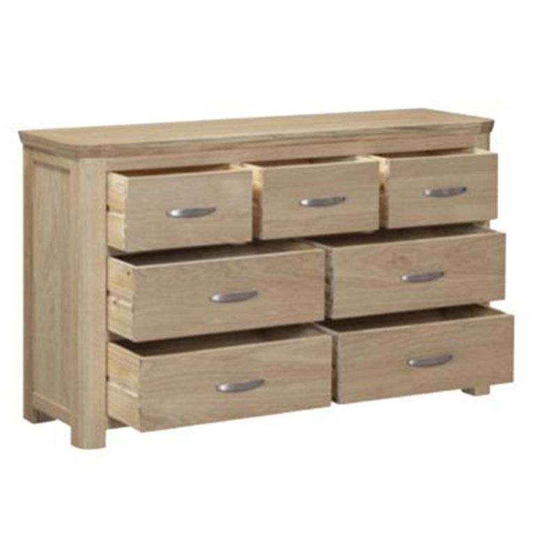 Treviso Curved Oak Chest - 3+4 Drawer - Wide