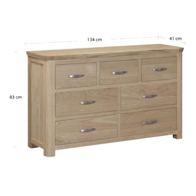 Treviso Curved Oak Chest - 3+4 Drawer - Wide