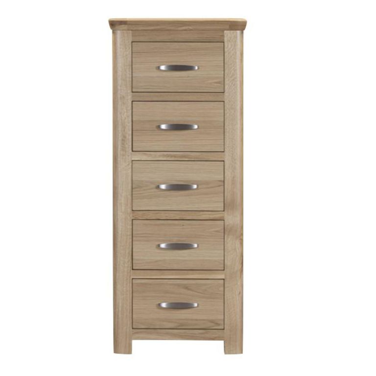 Treviso Curved Oak Chest - 5 Drawer - Narrow