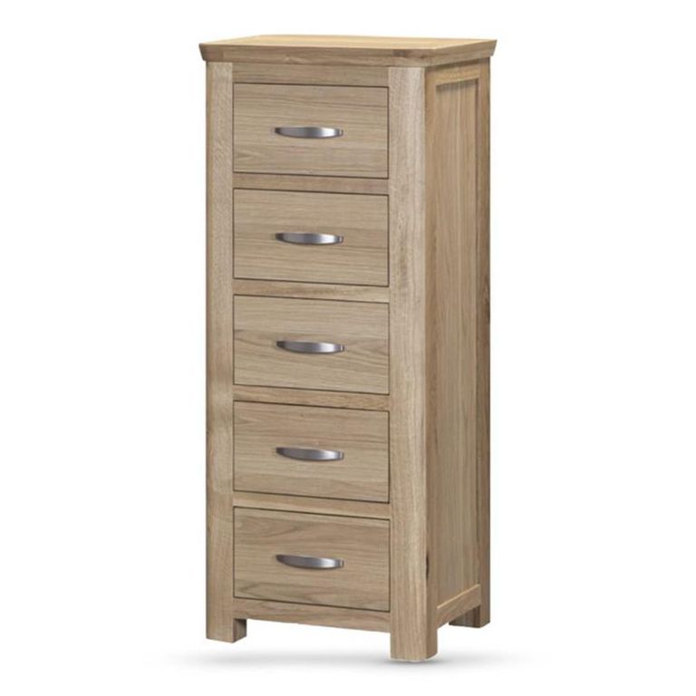 Treviso Curved Oak Chest - 5 Drawer - Narrow