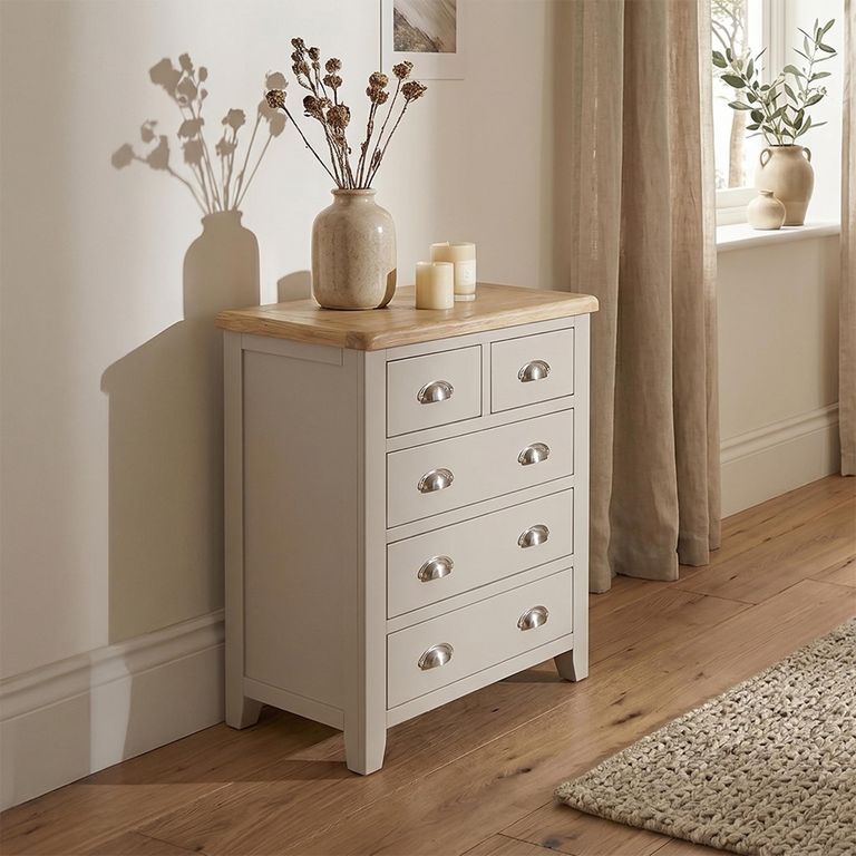 Windermere Painted Chest - 2+3 Drawer - Narrow - Oyster Grey