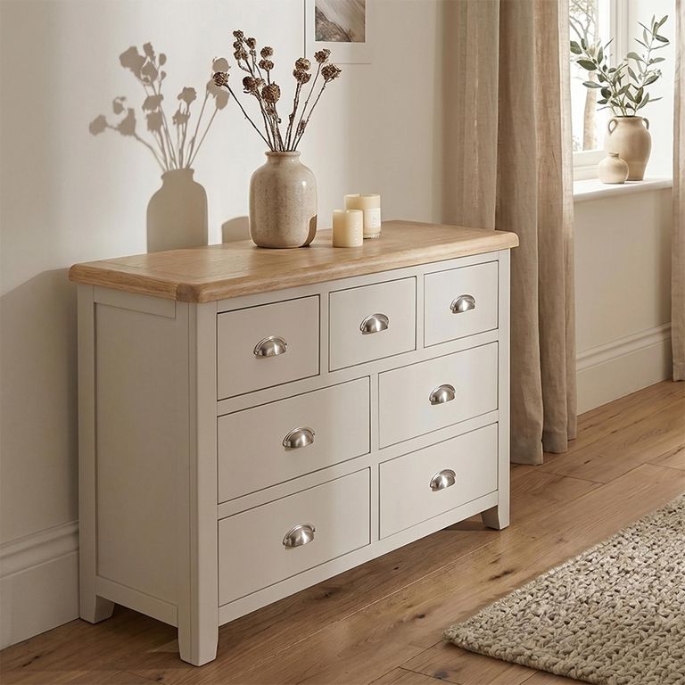 Windermere Painted Chest - 3+4 Drawer - Wide - Oyster Grey