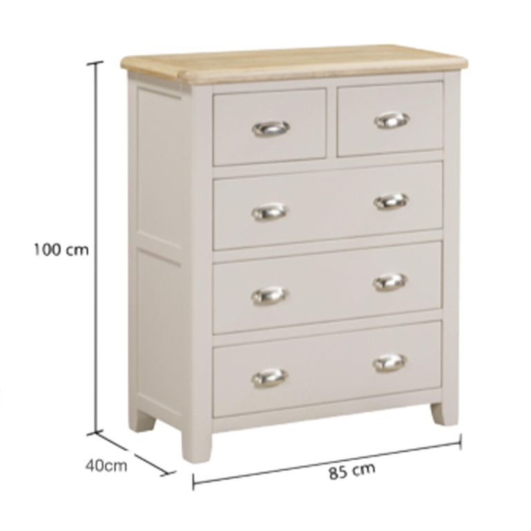 Windermere Painted Chest - 2+3 Drawer - Narrow - Oyster Grey
