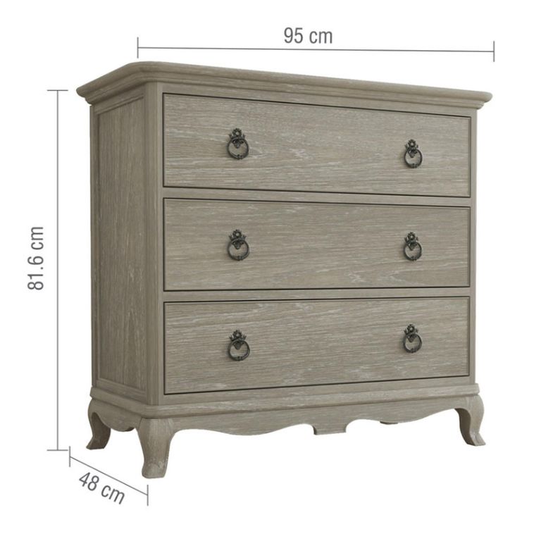 Camille Chest - 3 Drawer - Grey Oak