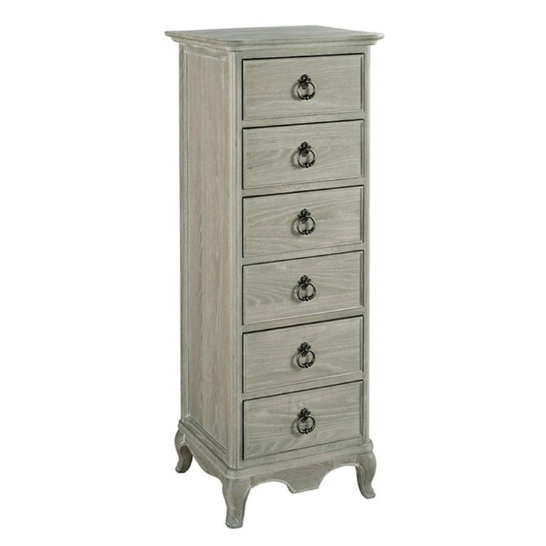 Camille Tall Chest - 6 Drawer - Grey Oak