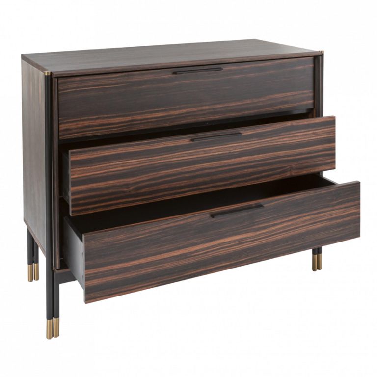 Bali Chest - 3 Drawer - Dark Ebony Veneer