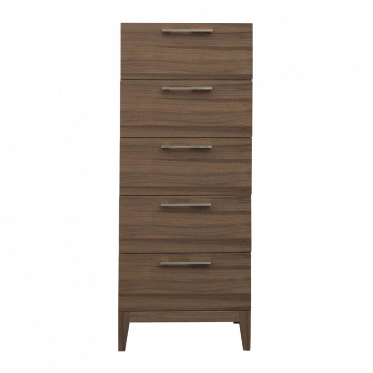Calla Narrow Chest - 5 Drawer - Walnut - Dark Wood