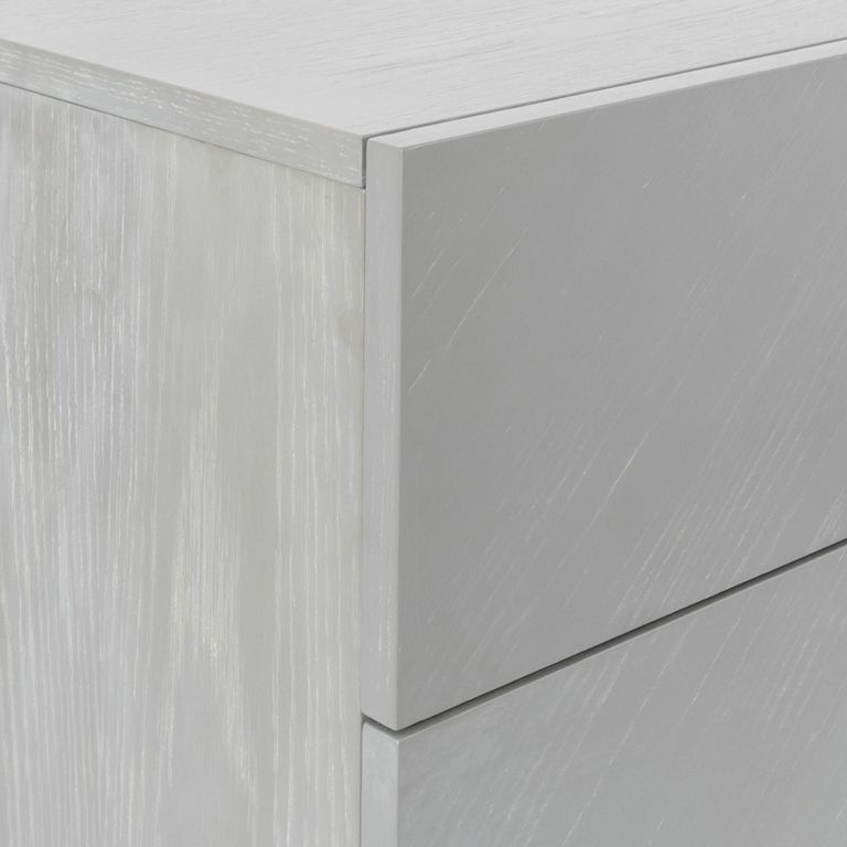 Lilly Narrow Chest - 4 Drawer - Chevron - Soft Grey and Bronze - Wood and Metal