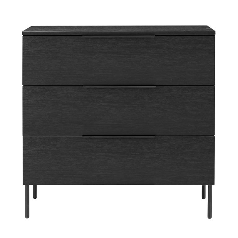 Luna Wide Chest - 3 Drawer - Black - Wood and Metal