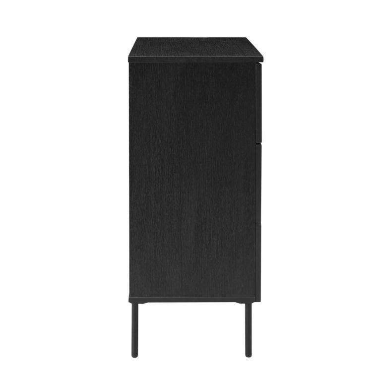 Luna Wide Chest - 3 Drawer - Black - Wood and Metal