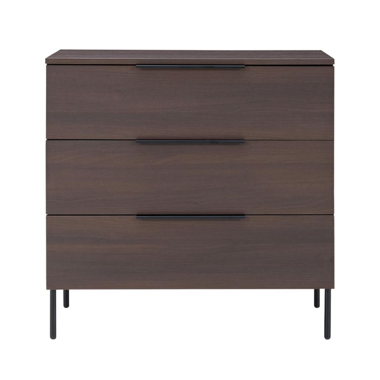 Luna Wide Chest - 3 Drawer - Espresso and Black - Wood and Metal