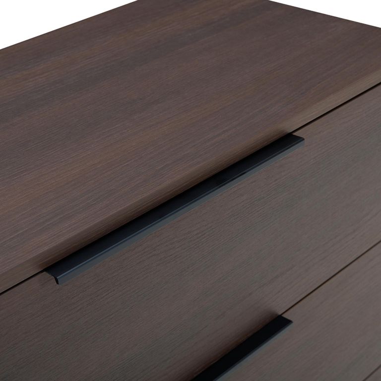 Luna Wide Chest - 3 Drawer - Espresso and Black - Wood and Metal