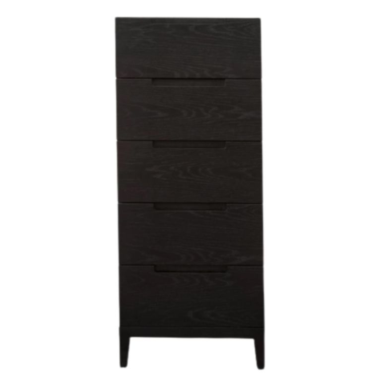 Orchid Narrow Chest - 5 Drawer - Wenge Black - Wood