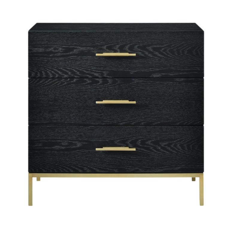 Tulip Chest - 3 Drawer - Wenge Black and Gold - Wood and Metal