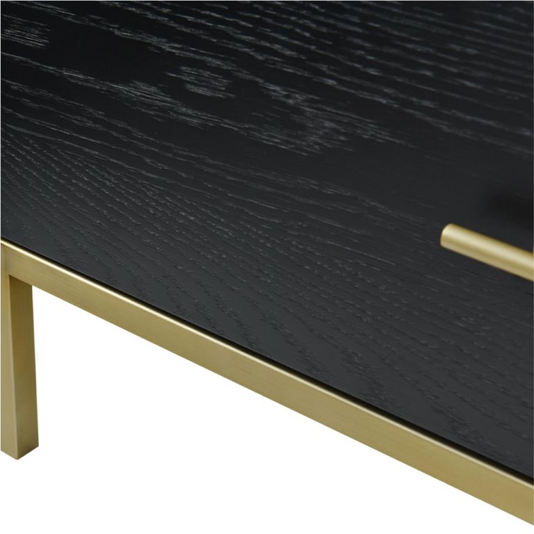 Tulip Chest - 3 Drawer - Wenge Black and Gold - Wood and Metal