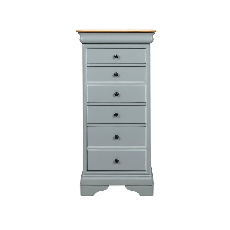 Chantilly Tall Chest - 6 Drawer - Grey Painted - Wood