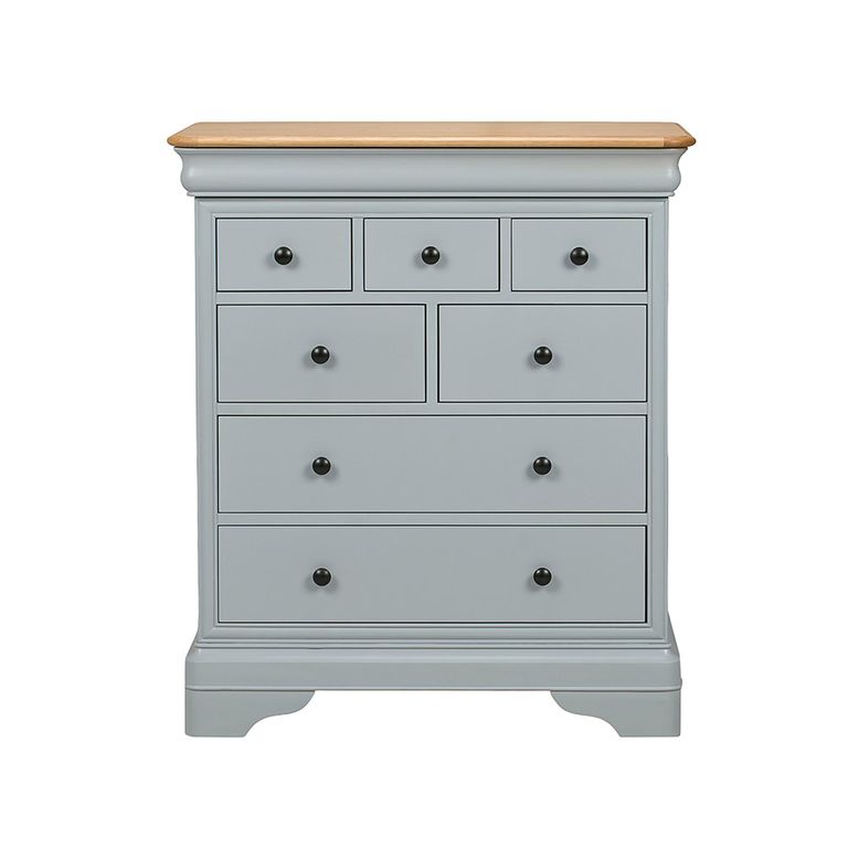 Chantilly Wide Chest - 4 + 3 Drawer - Grey Painted - Wood