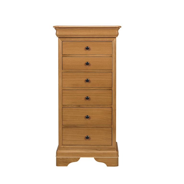 Bordeaux Tall Chest - 6 Drawer - Natural - Oak