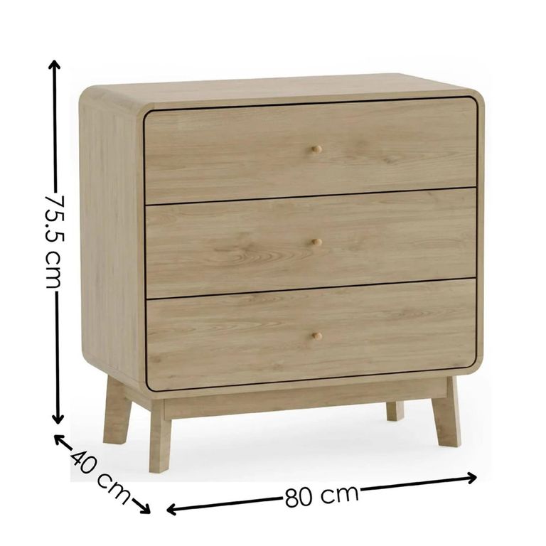 Ingrid Chest - 3 Drawer - Small - Natural - Oak