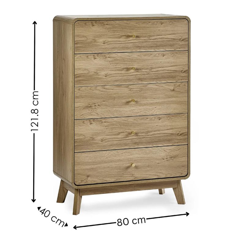 Ingrid Chest - 3 Drawer - Tall - Natural - Oak