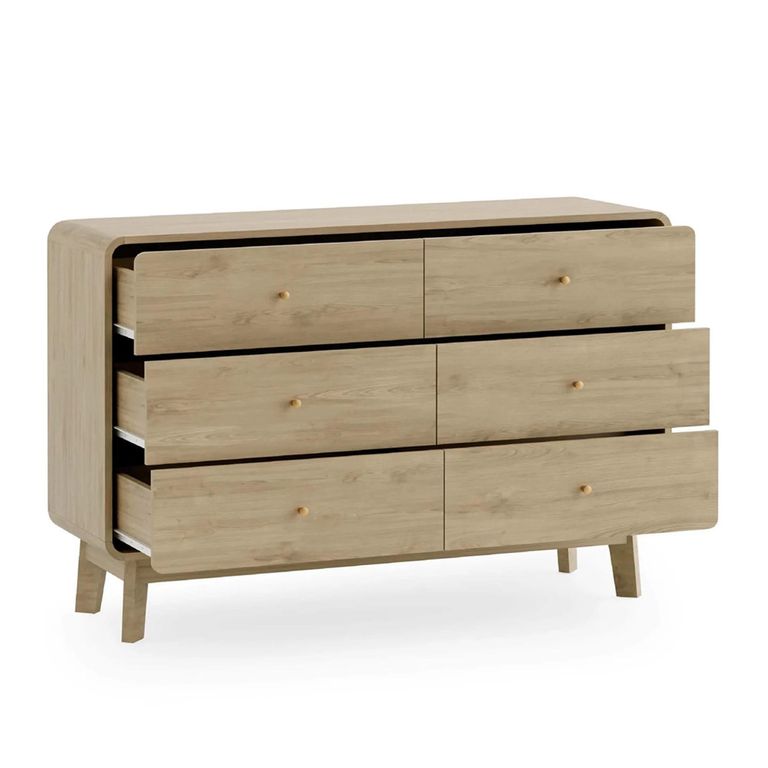 Ingrid Chest - 6 Drawer - Wide - Natural - Oak