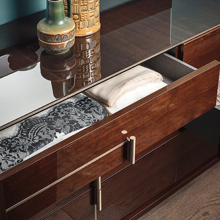 Bellagio Wide Chest - 6 Drawer - High Gloss Walnut - Wooden