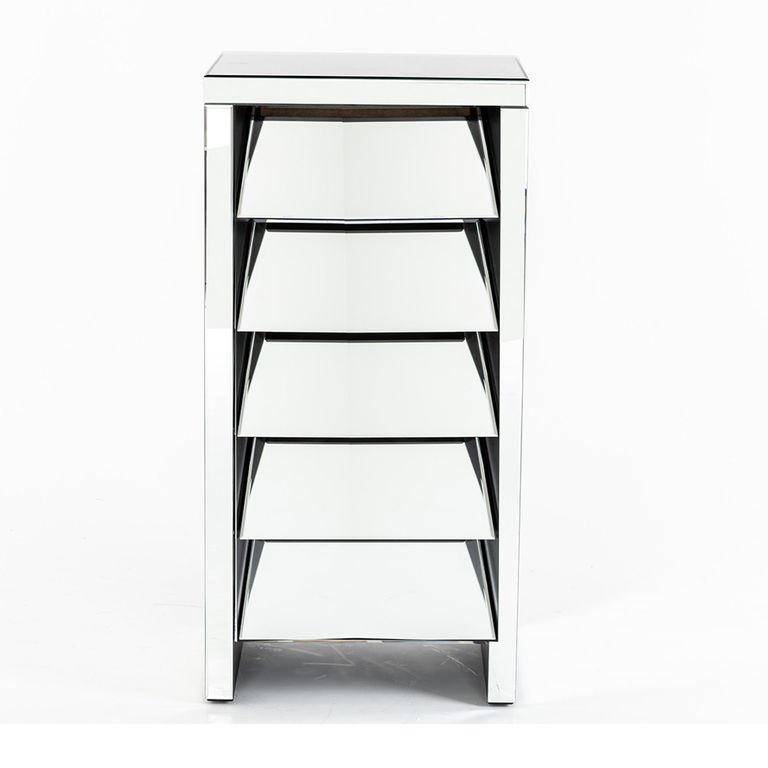 Clearance - Angled Tall Chest - 5 Drawer - Mirrored