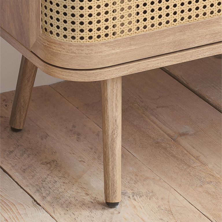Noah Curved Chest - 6 Drawer - Wide - Oak and Rattan