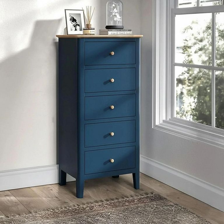 Clearance - Marlow Tallboy Chest - 5 Drawer - Blue - FSS17494