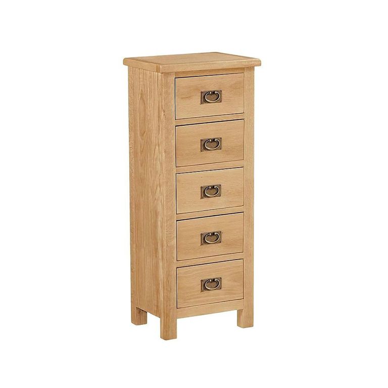 Clearance - Salisbury Lite Narrow Chest - 5 Drawer - Oak - FSS17492