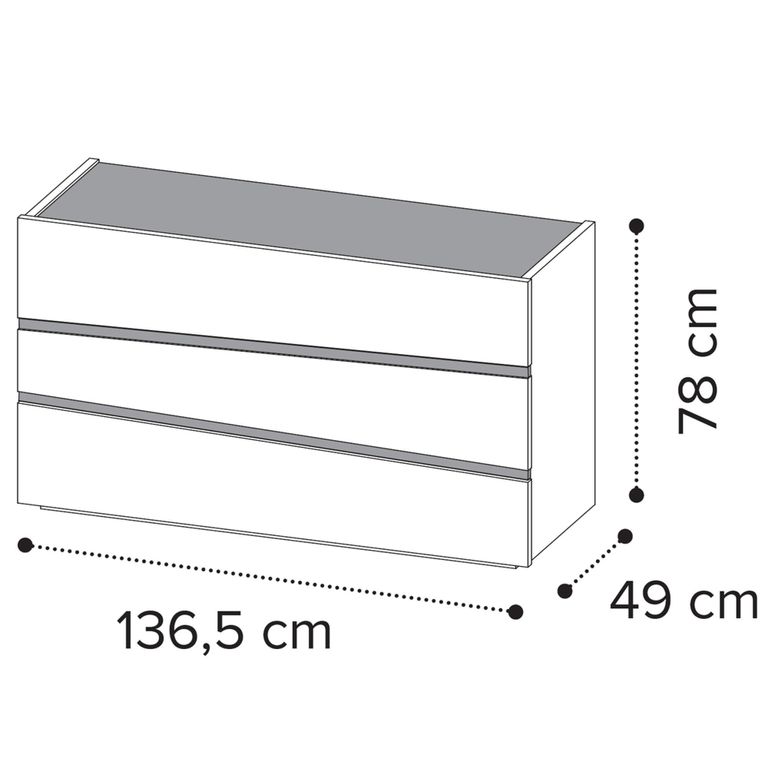 Alba Italian Chest - 3 Drawer - White - Carrara Marble Inlay