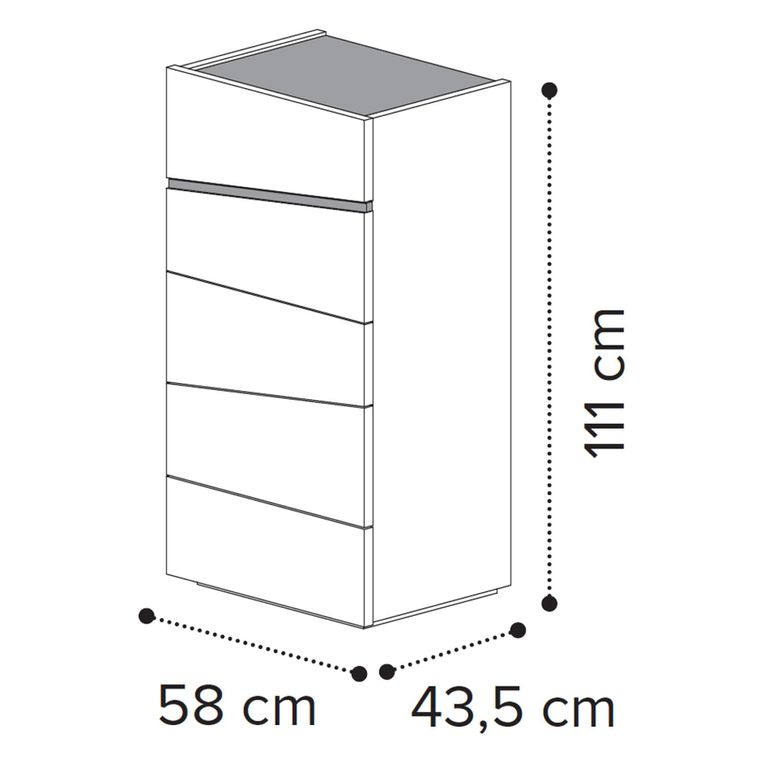 Alba Italian Tall Chest - 5 Drawer - White - Carrara Marble Inlay