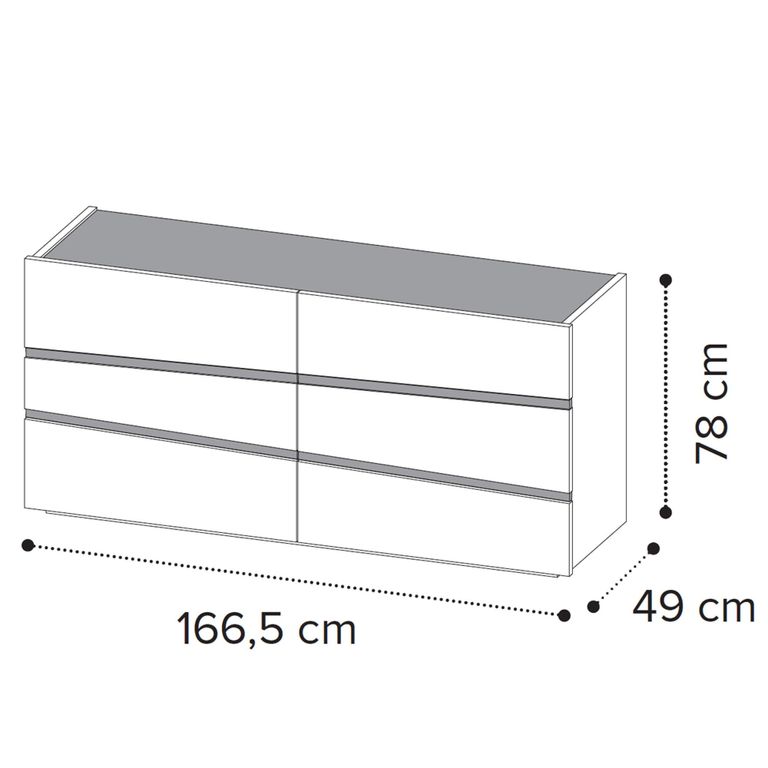 Alba Italian Wide Chest - 6 Drawer - White - Carrara Marble Inlay