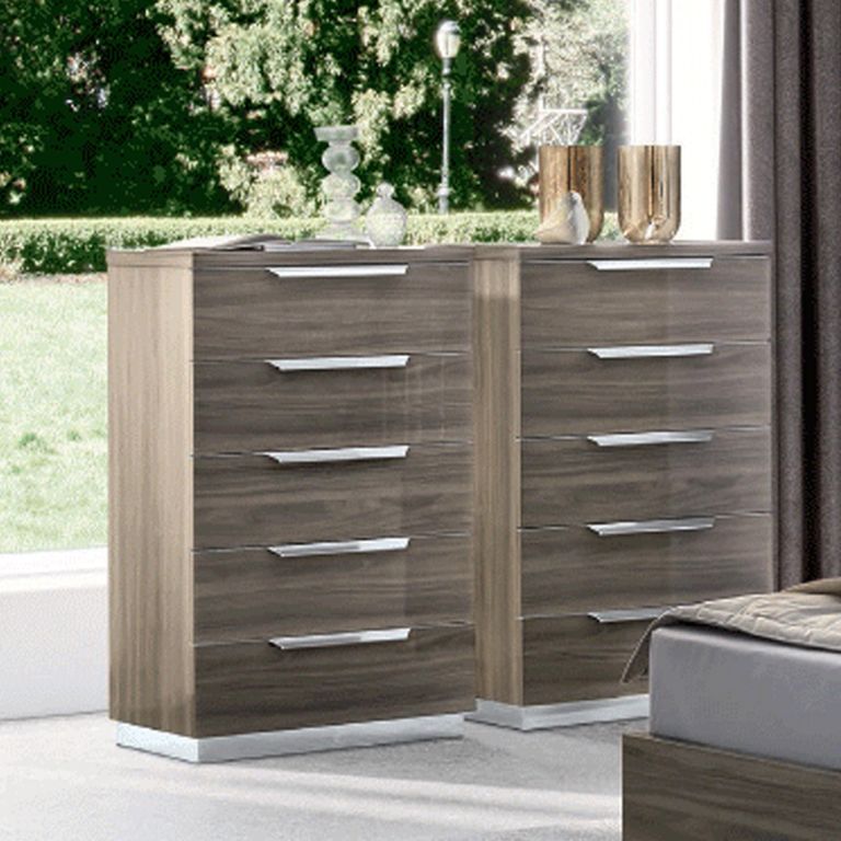 Kroma Italian Tall Chest - 5 Drawer - Venetian Grey