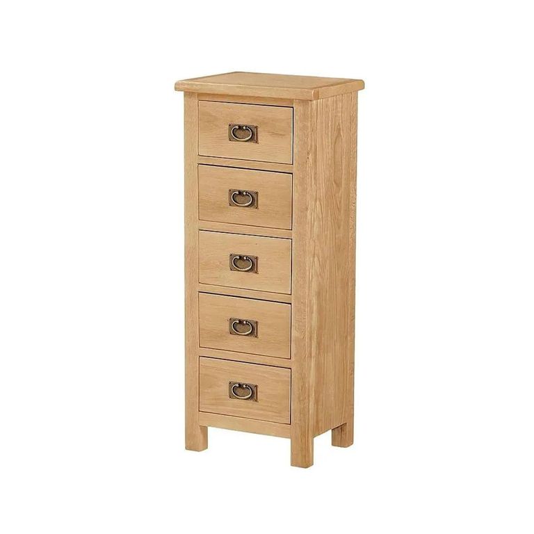 Clearance - Salisbury Lite Narrow Chest - 5 Drawer - Oak - FSS17501