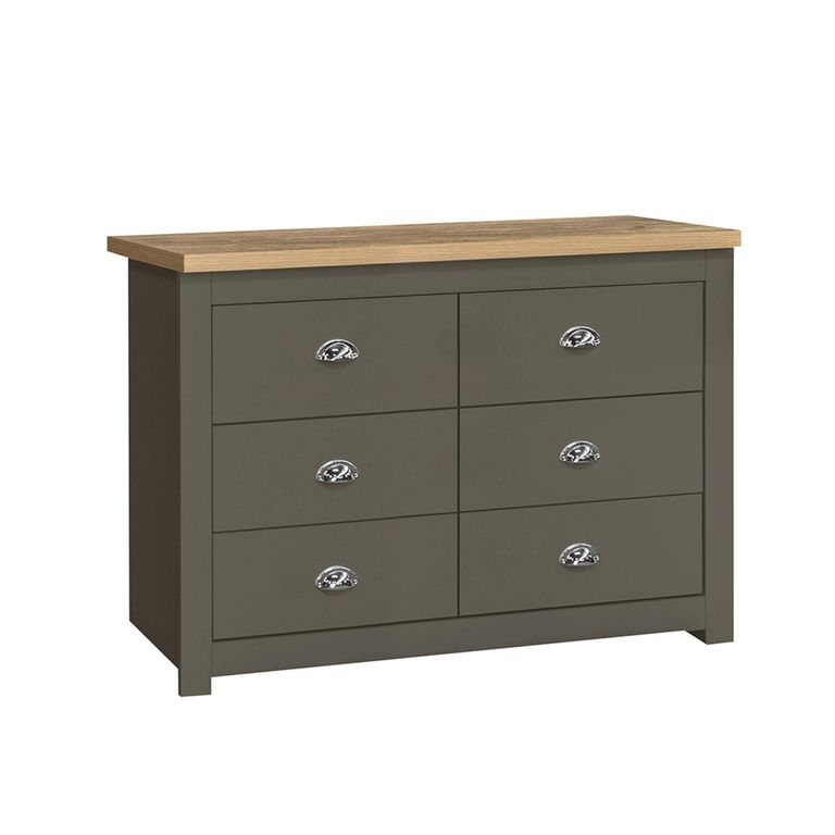 Highgate Chest - Wide - 6 Drawer - Dark Grey Painted