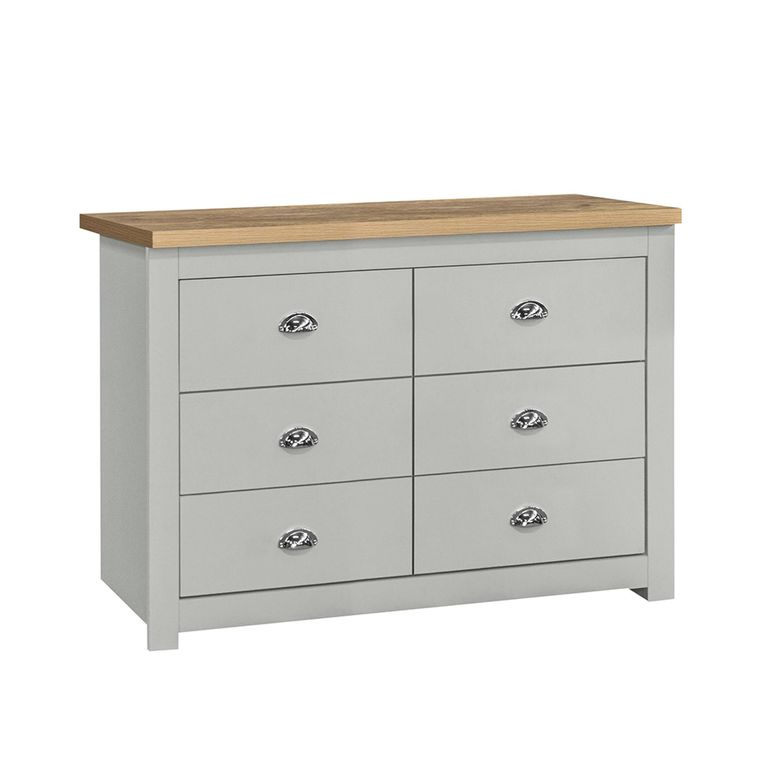 Highgate Chest - Wide - 6 Drawer - Grey Painted