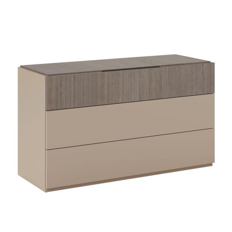 Essenza Italian Fluted Chest - 3 Drawer - Urban Velvet and Tabacco