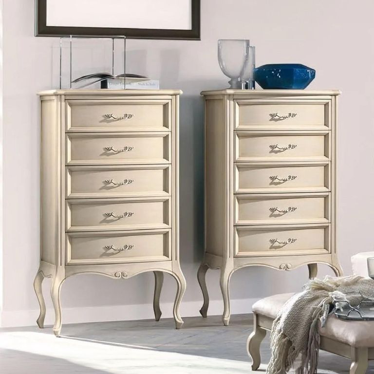 Verdi Italian Ivory 5 Drawer Midi French Style Chest