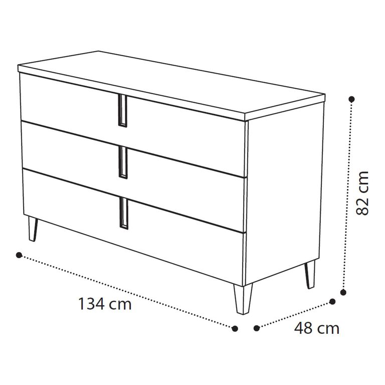Ambra Italian Chest - 3 Drawer - Narrow - Sand Birch