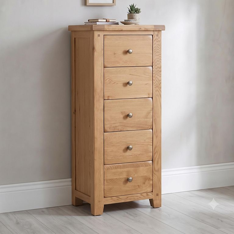 Melbourne Country Oak Chest - 5 Drawer - Tall - Rustic