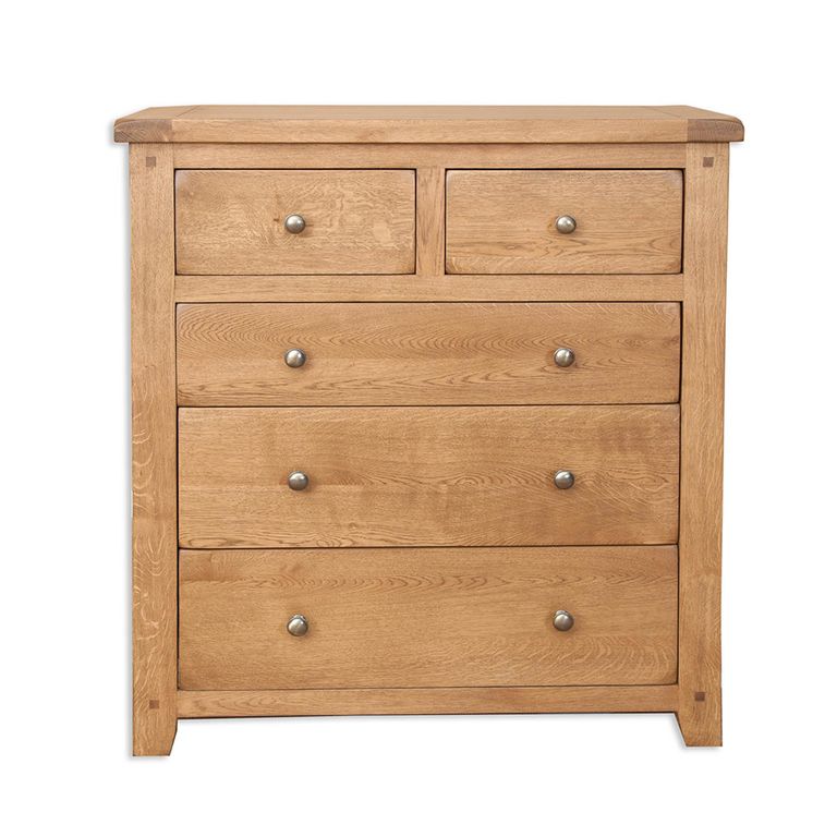Melbourne Country Oak Chest - 2+3 Drawer - Wide - Rustic