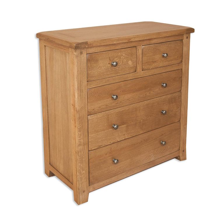 Melbourne Country Oak Chest - 2+3 Drawer - Wide - Rustic