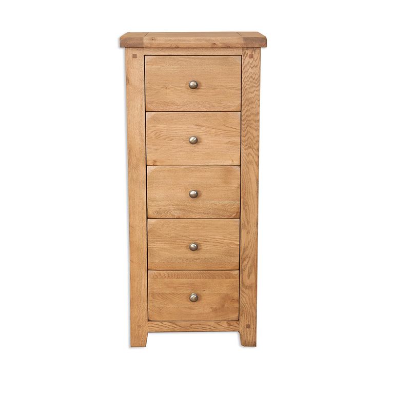 Melbourne Country Oak Chest - 5 Drawer - Tall - Rustic