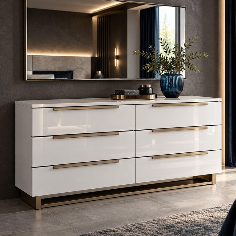 Smart Italian White 6 Drawer Wide Chest
