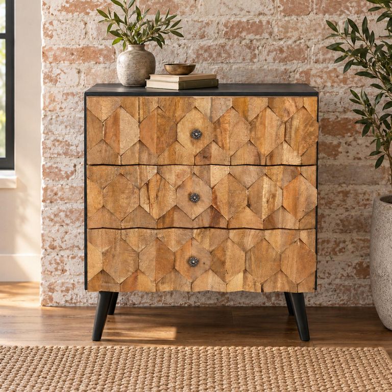 Wooden Wood 3 Drawer Chest